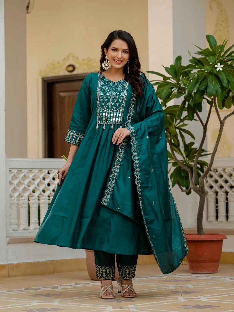 Stylish Lila 126 Roman Silk Mirror Work Readymade Dress Wholesale 2026