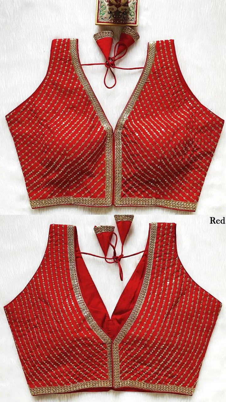 Latest Mrunal Pinky Roman Silk Embroidery Work Readymade Blouse 2026