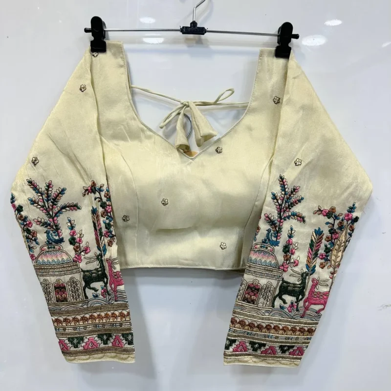 Launching Mrunal Figer Simmer Tissue Viscos Embroidery Readymade Blouse 2026