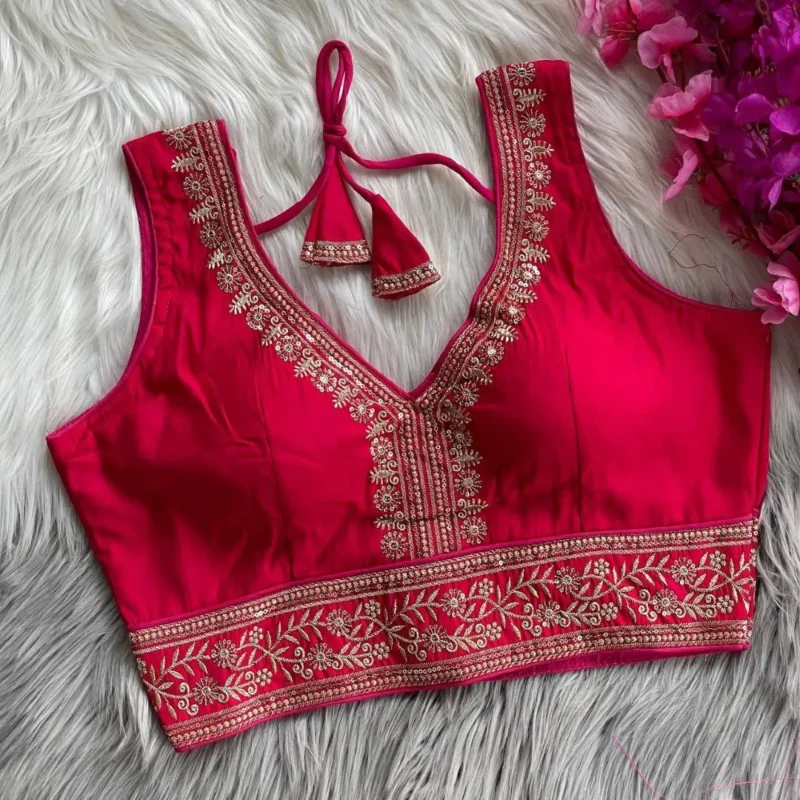 Buy Mrunal 312 Mahi Roman Silk Embroidery Festival Readymade Blouse 2026