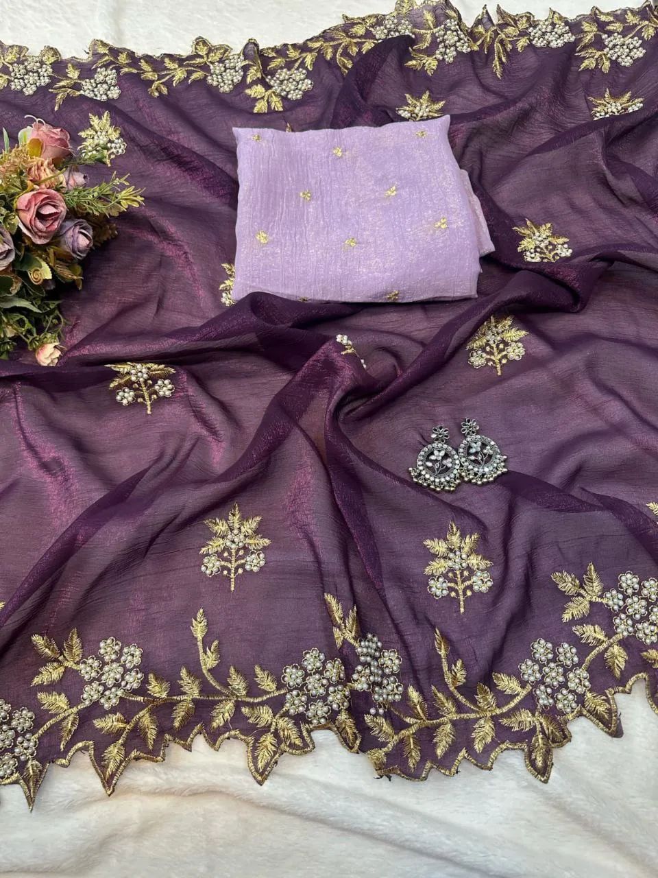 Beautiful RC1 Candy Crush Silk Moti Work Party Wear Saree Wholesale Surat 2026