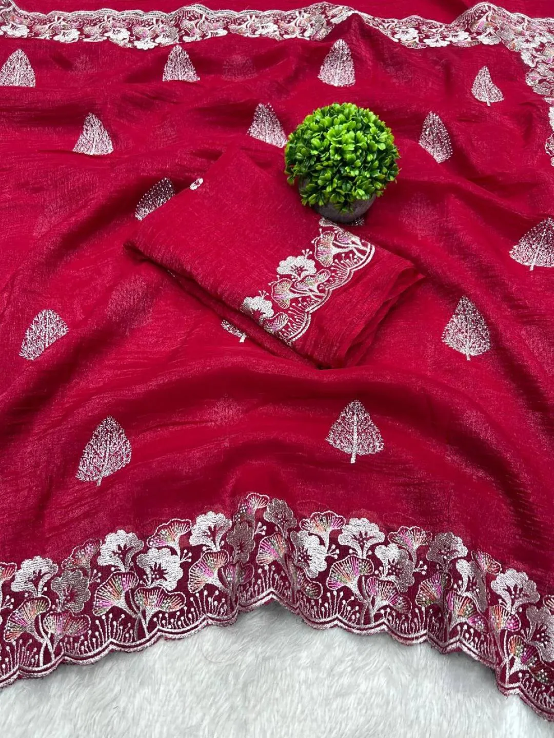 Latest RC1 Crunchy Silk Embroidery Work Festival Saree Wholesale Surat 2026