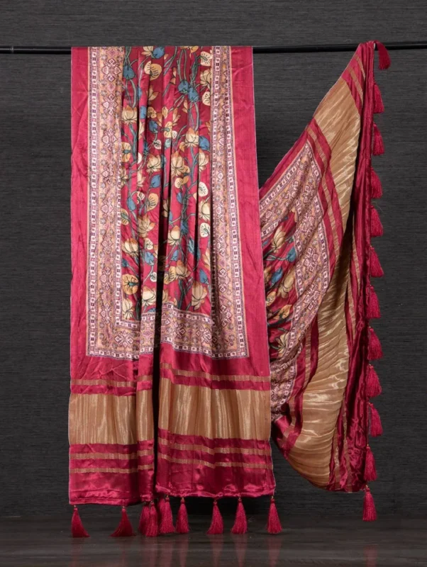 Stylish WMN 4001 Gaji Silk Printed Tassels Work Dupatta Wholesale 2026