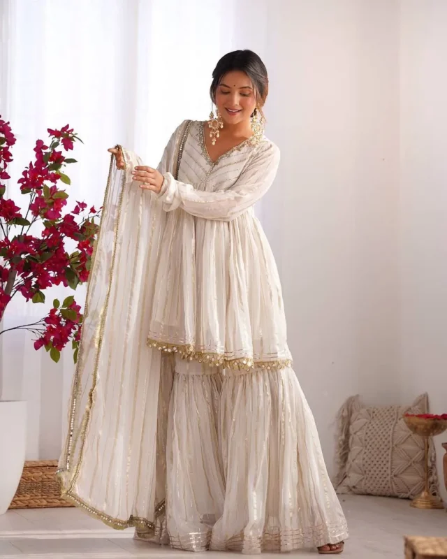 Stylish Sabina 5300 Mal Chanderi Mirror Handwork Sharara Suit Wholesale 2026