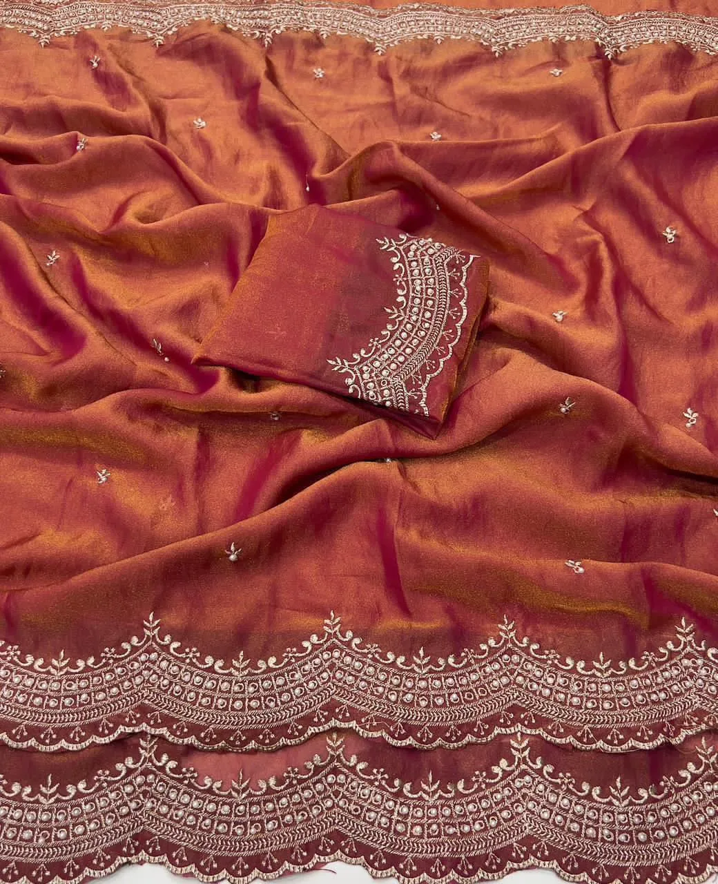 Beautiful RC1 Nc Moss Sattin Emrodairy Festival Saree Wholesale 2026