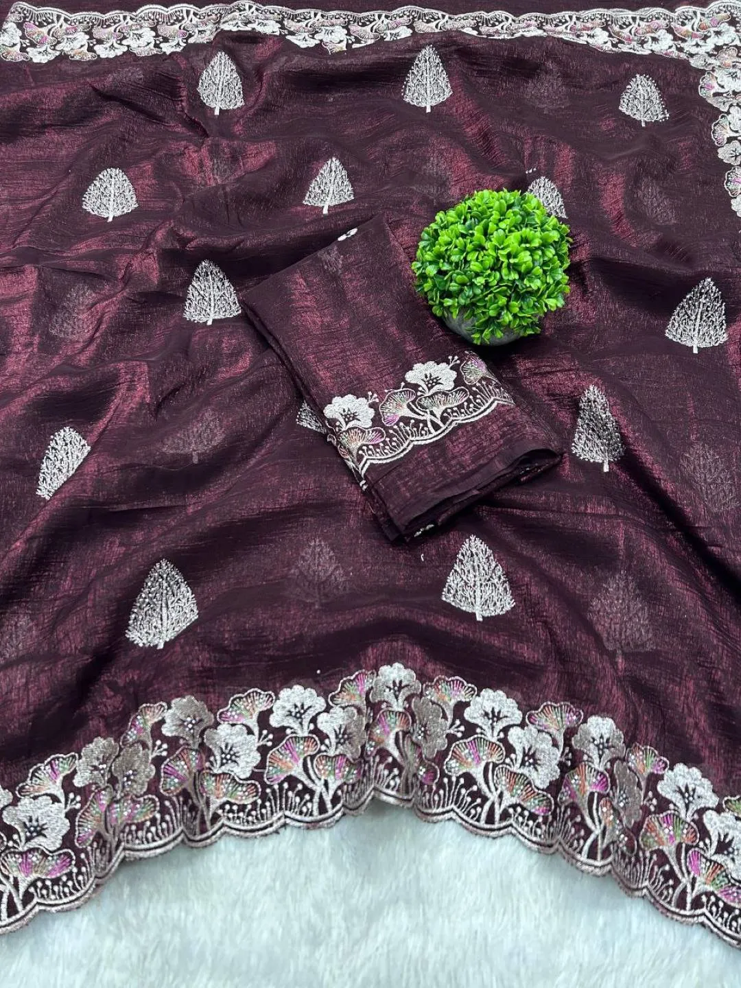 Latest RC1 Crunchy Silk Embroidery Work Festival Saree Wholesale Surat 2026