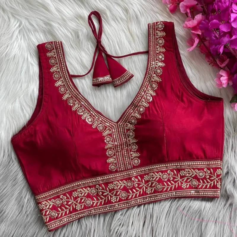 Buy Mrunal 312 Mahi Roman Silk Embroidery Festival Readymade Blouse 2026