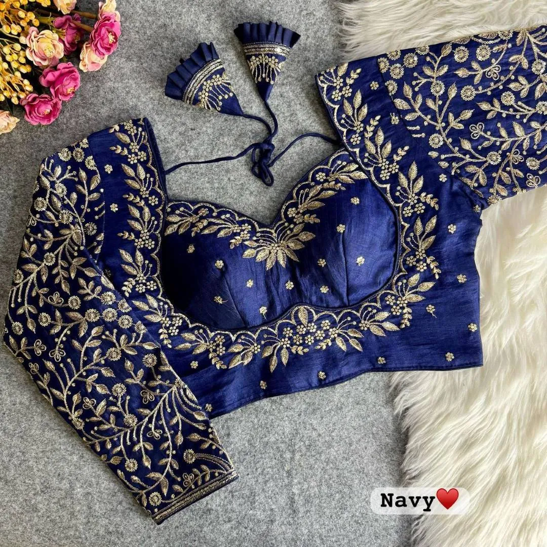 Stylish Mrunal Mumta Vichitra Silk Embroidery Bridal Readymade Blouse 2026