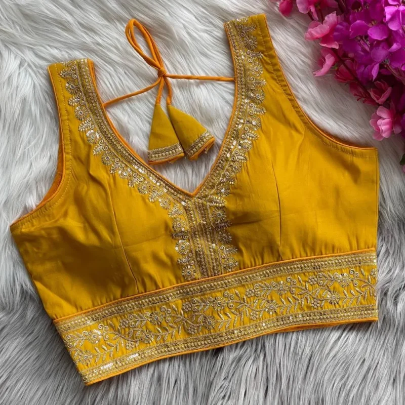 Buy Mrunal 312 Mahi Roman Silk Embroidery Festival Readymade Blouse 2026