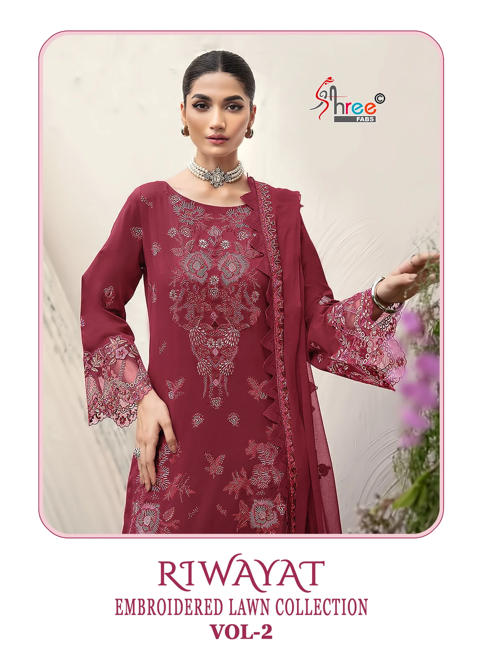 Shree Riwayat Embroidered Lawn Collection Vol 2 Kota Dupatta Cotton Salwar Suit Wholesale