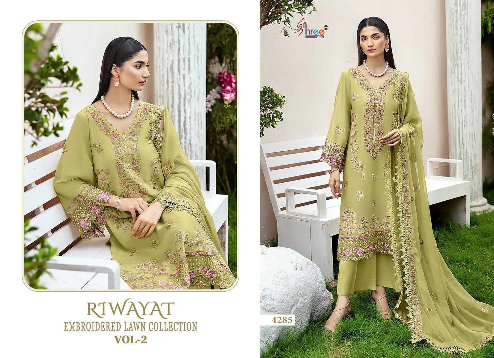 Latest Shree Riwayat Embroidered Lawn Collection Vol 2 Kota Dupatta Cotton Salwar Suit Wholesale 2026