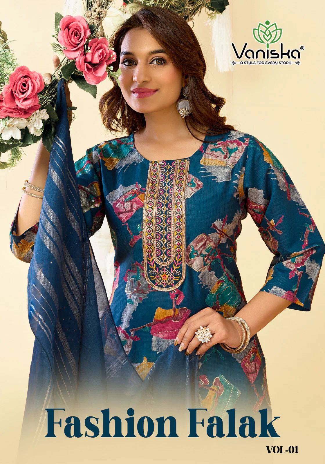 Vaniska Fashion Falak Vol 1 Barlin Silk Printed Top Bottom And Dupatta Wholesale