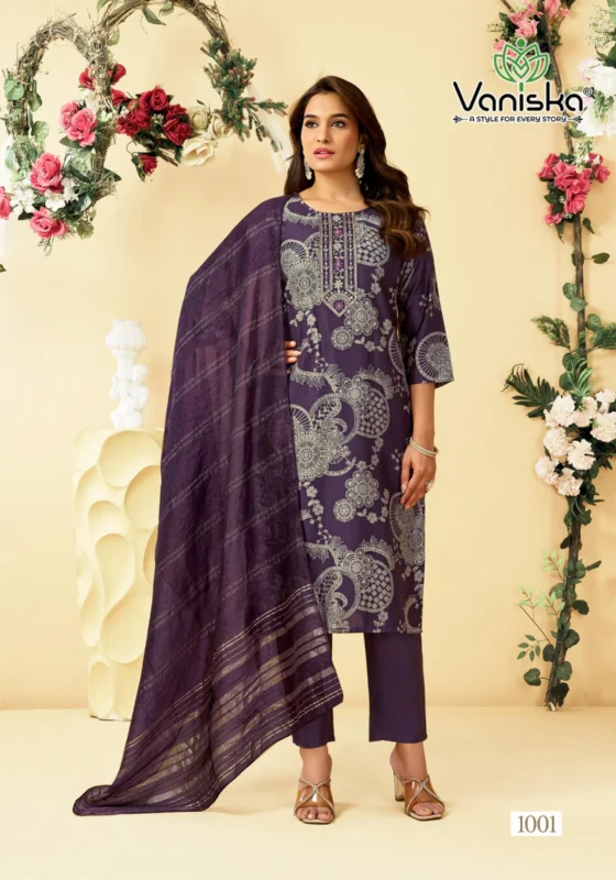 Beautiful Vaniska Fashion Falak Vol 1 Barlin Silk Printed Top Bottom And Dupatta Wholesale 2026