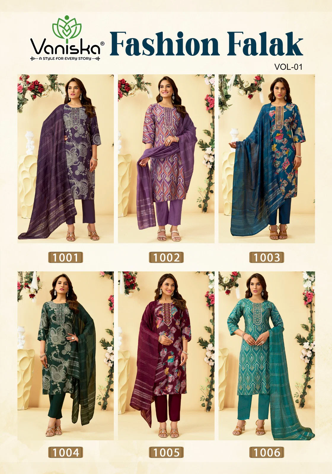 Beautiful Vaniska Fashion Falak Vol 1 Barlin Silk Printed Top Bottom And Dupatta Wholesale 2026