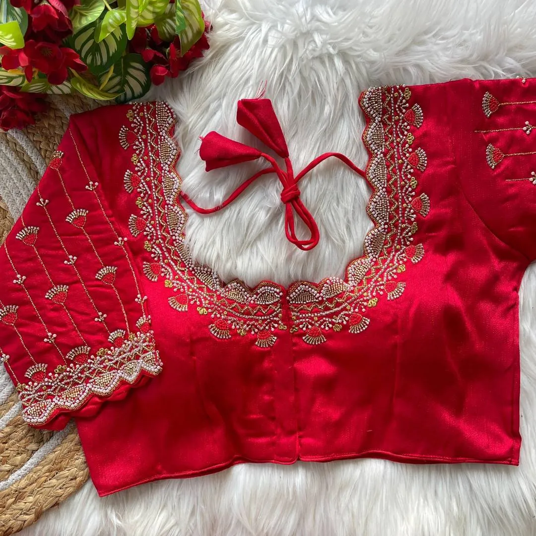 Ruhi Roman Silk Zari Work Party Wear Readymade Blouse