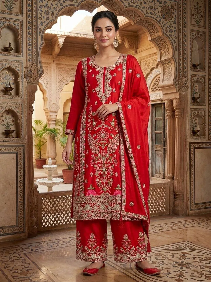 NFD 5062 Chinon Silk Embroidery Readymade Dress Wholesale Surat