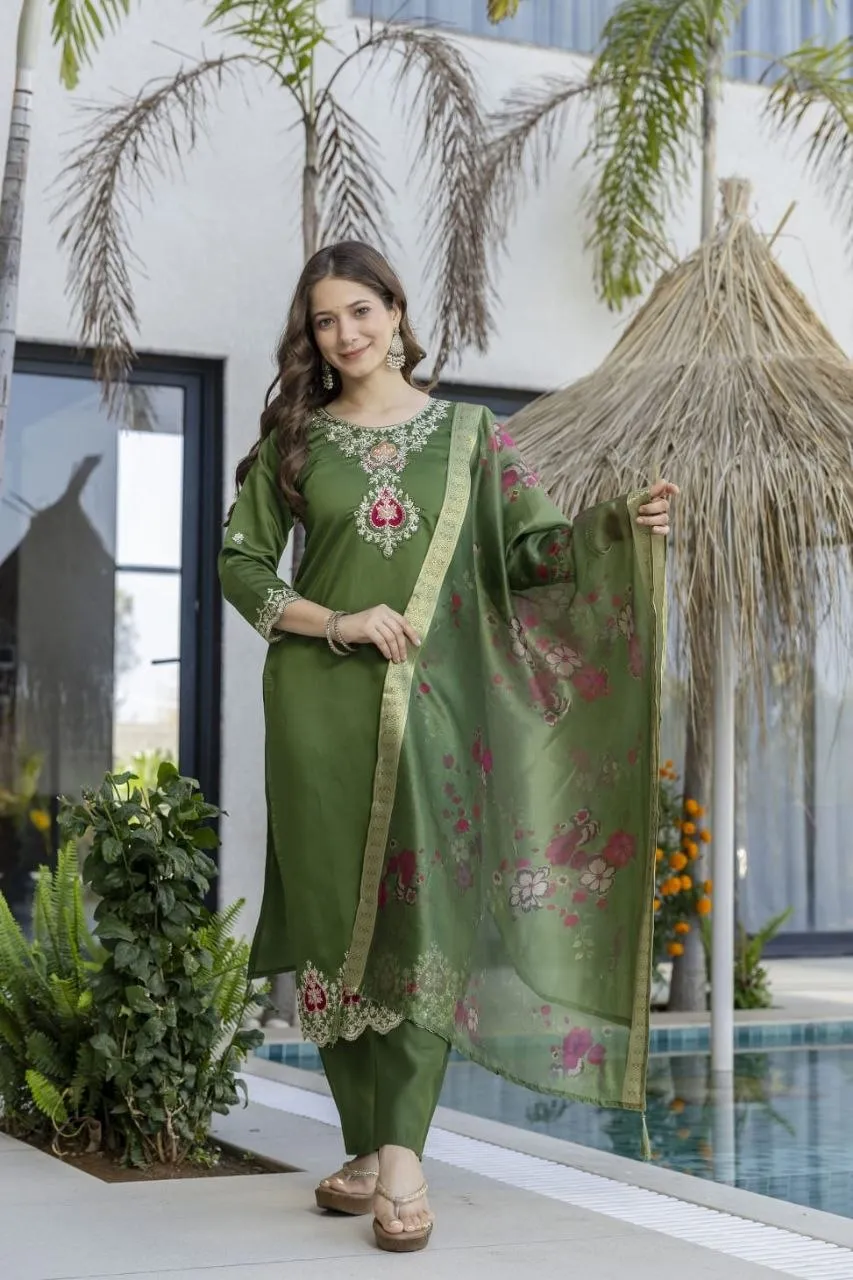 Zarin 05 Chanderi Cotton Festival Kurti Pant Dupatta Set Online Surat