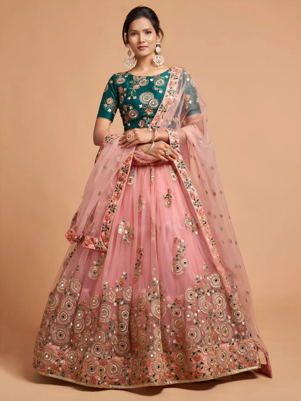 Zeel 7315 Peach Net Sequins Embroidery Designer Lehenga Choli Surat