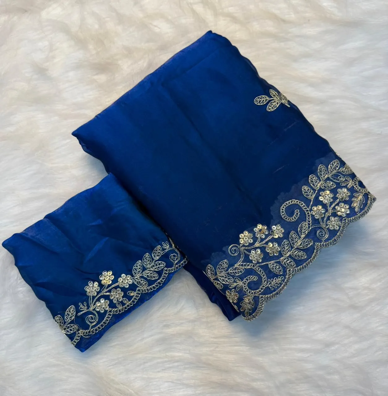 SNT Soft Space Silk Saree With Sequence Embroidery Work