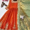 C585 1436 Silk Embroidery Work Anarkali Gown Wholesale Surat