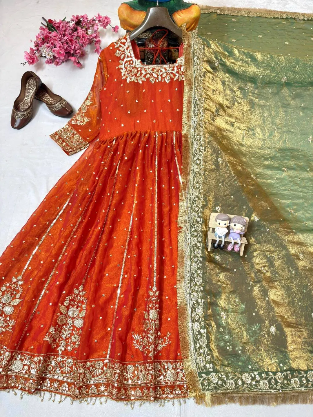 C585 1436 Silk Embroidery Work Anarkali Gown Wholesale Surat
