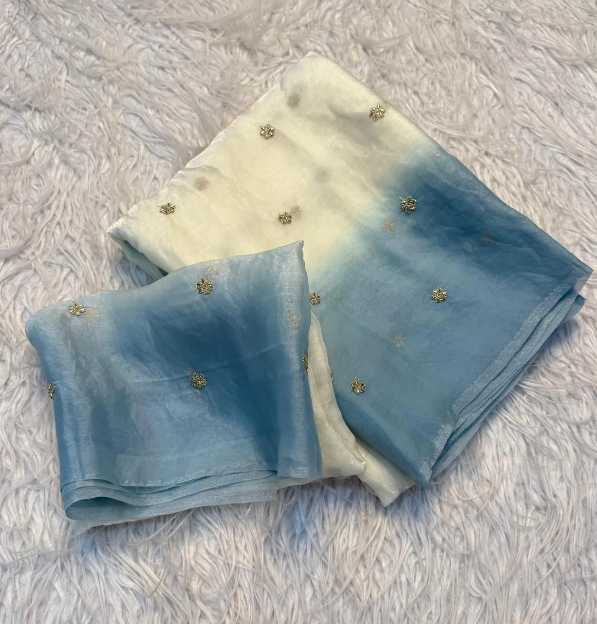 SNT Space Silk 2D Shaded Saree Butta Embroidery Work