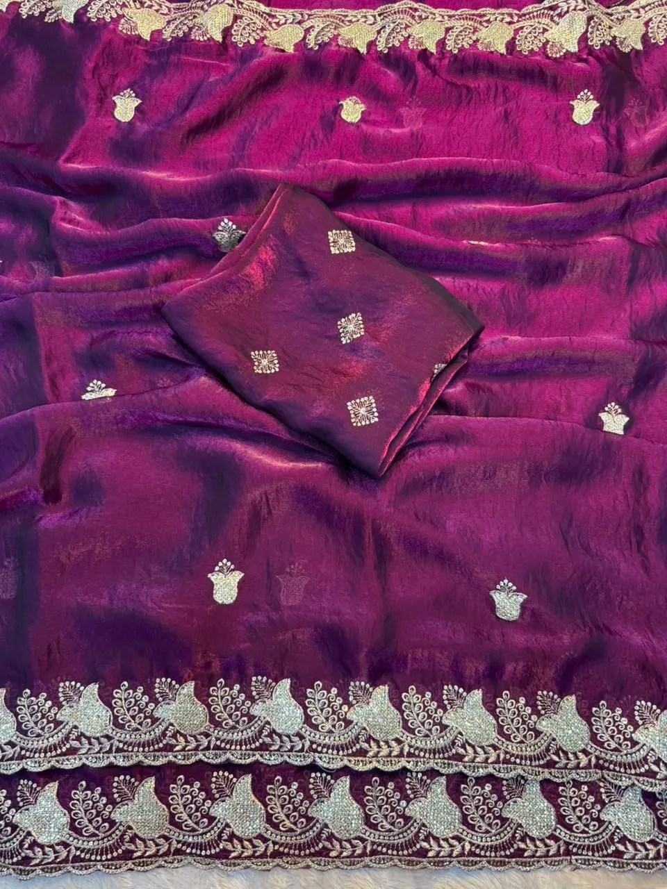SNT Space Silk Saree Multi Thread Sequence Work