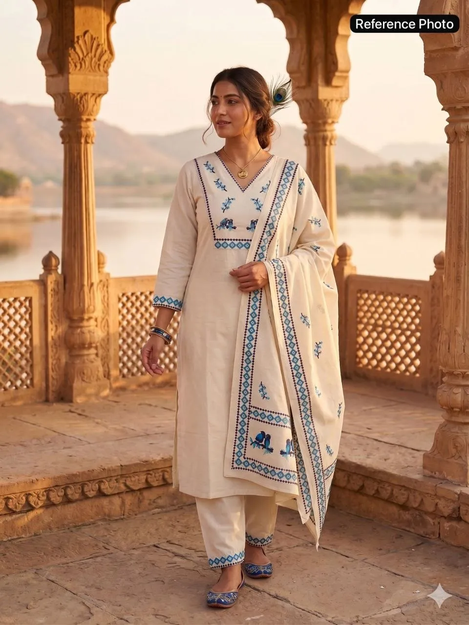 KR 419 Khadi Cotton Hand Work Daily Wear Readymade Dress