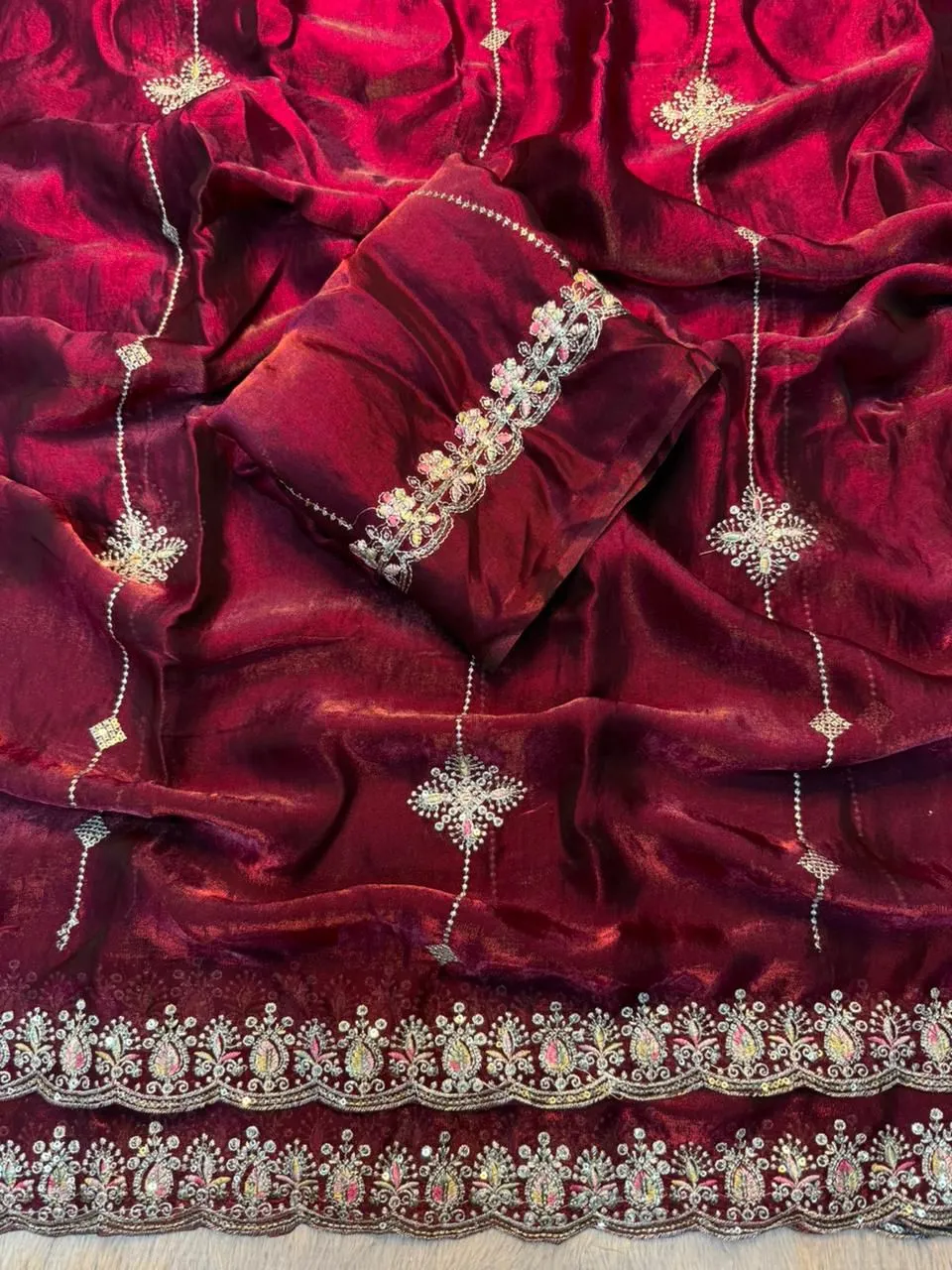 SNT Space Silk Saree With heavy Embroidery Sequence Work