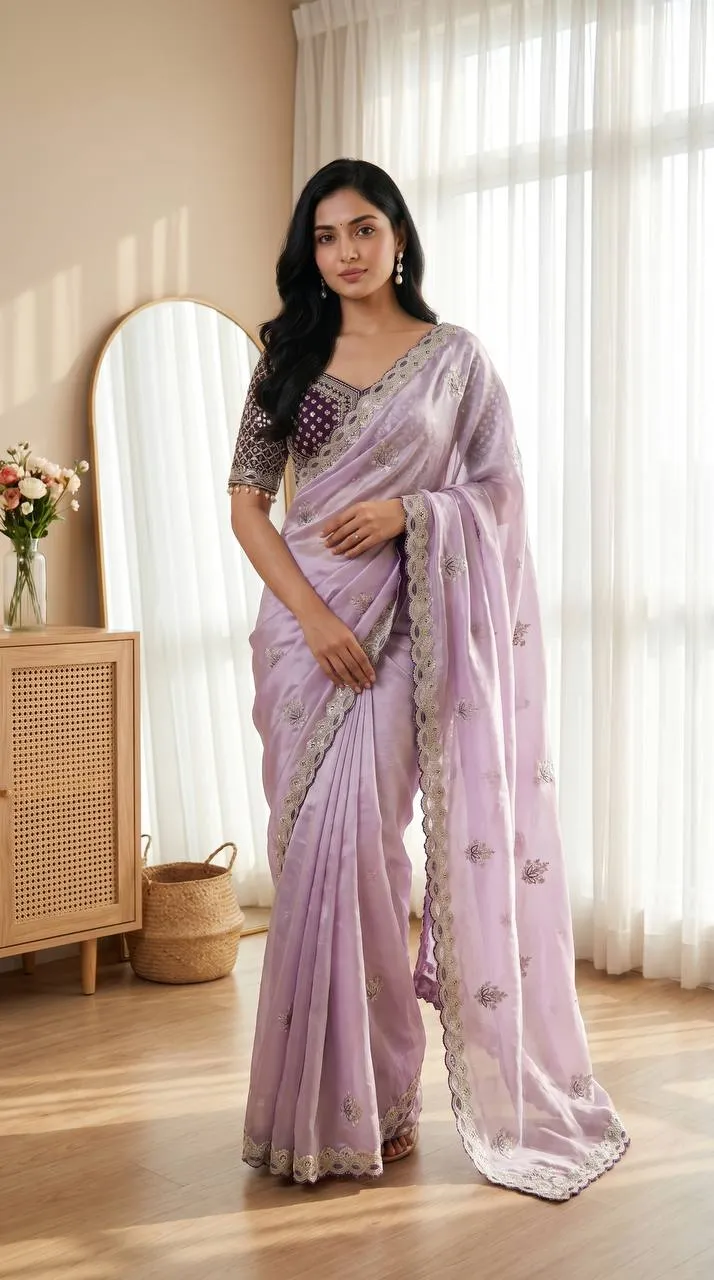 WMS Fandy Sartin Embroidery Theard Work Wedding Wear Saree Collection