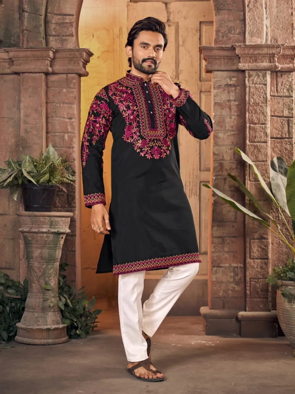 VDA Sajavat Premium Silk Thread Work Wedding & Festival Kurta Pajama
