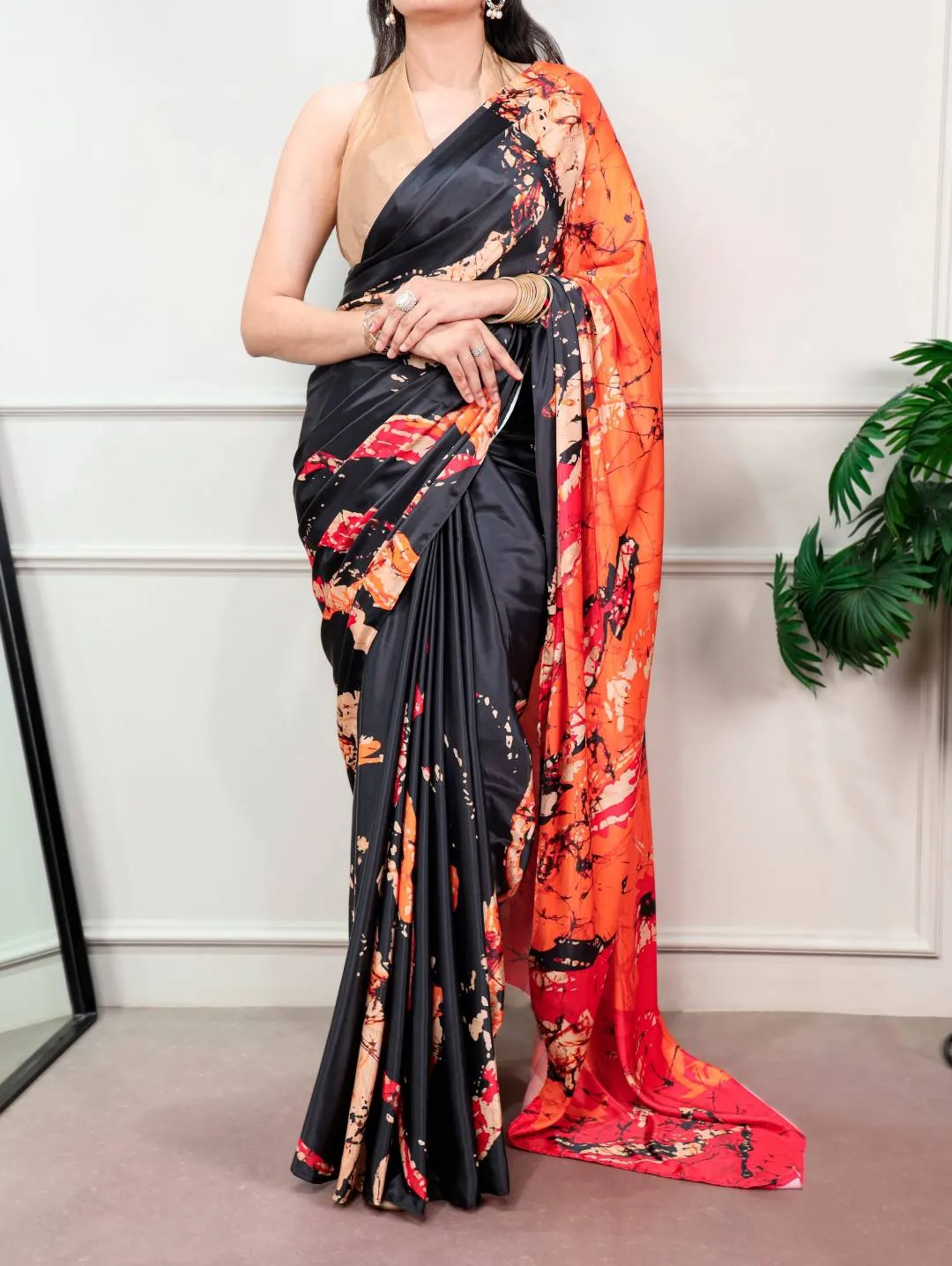 WMN 7012 Kalyzaa Satin Silk Printed Party Wear Sraee Online