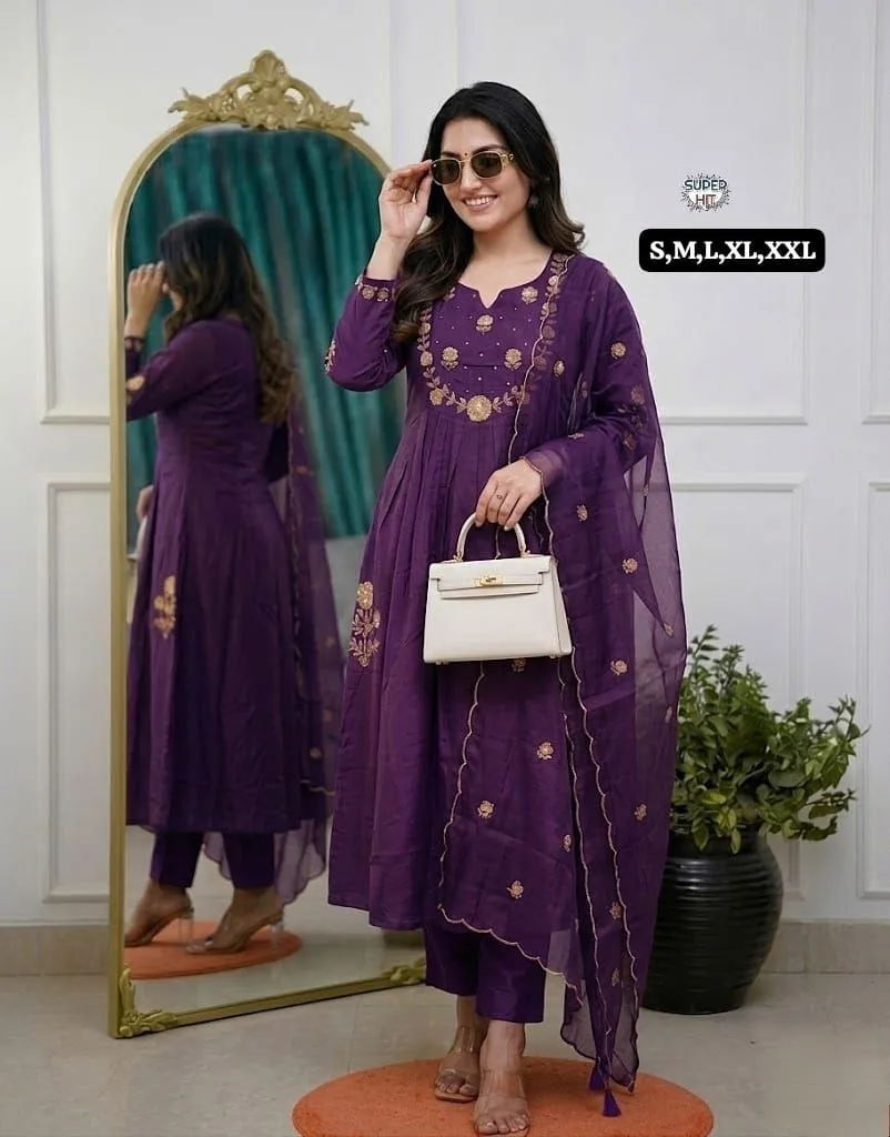 ATQ 2145 Chanderi Silk Embroidery Raksha Bandhan Dress Online Market