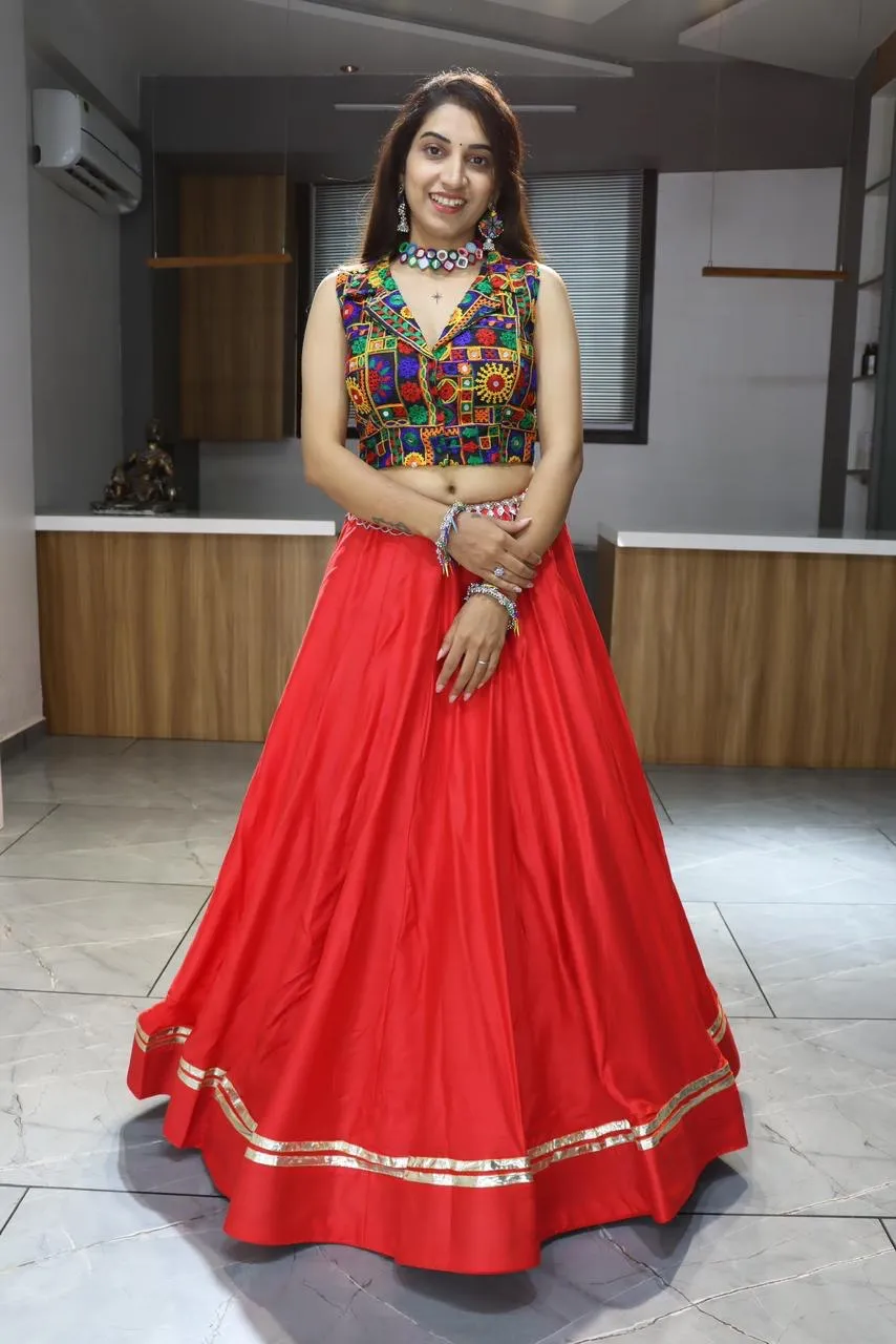 WMT 8014 Rayon Cotton Gota Patti Work Navratri Chaniya Choli