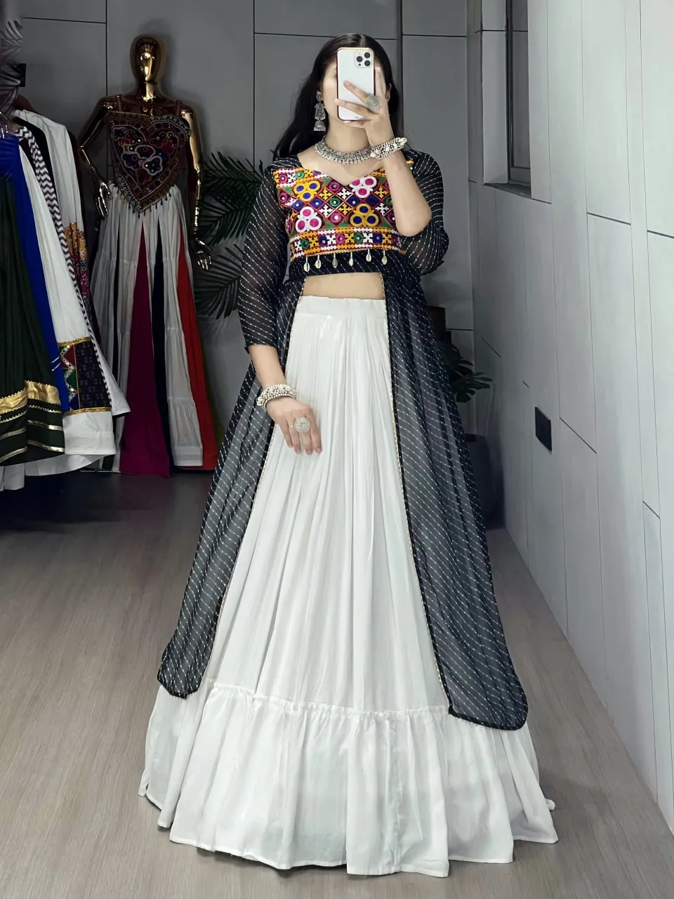 WMT 8047 Rayon Cotton Kurti Skirt Lehenga Navratri Collection