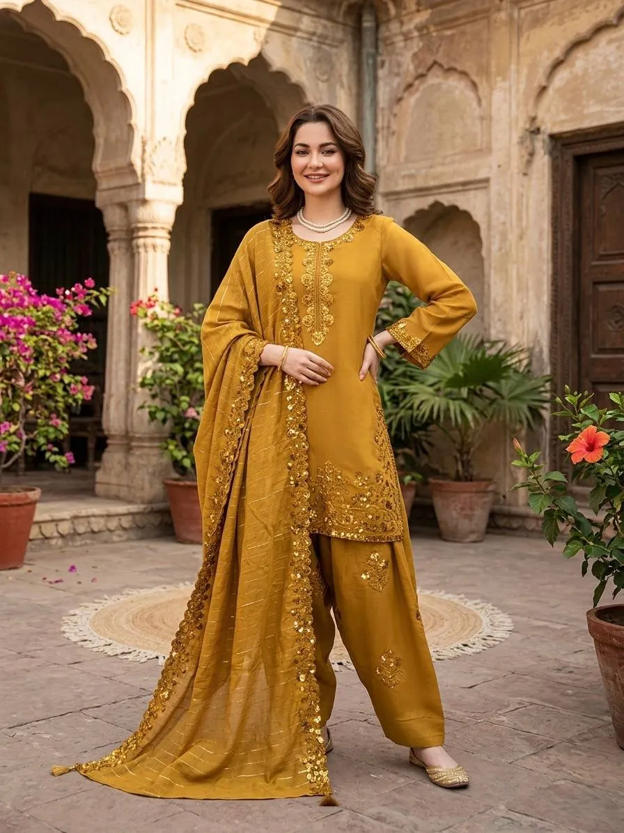 Deepika 1604 Mul Chanderi Thread Work Party Wear Readymade Dress