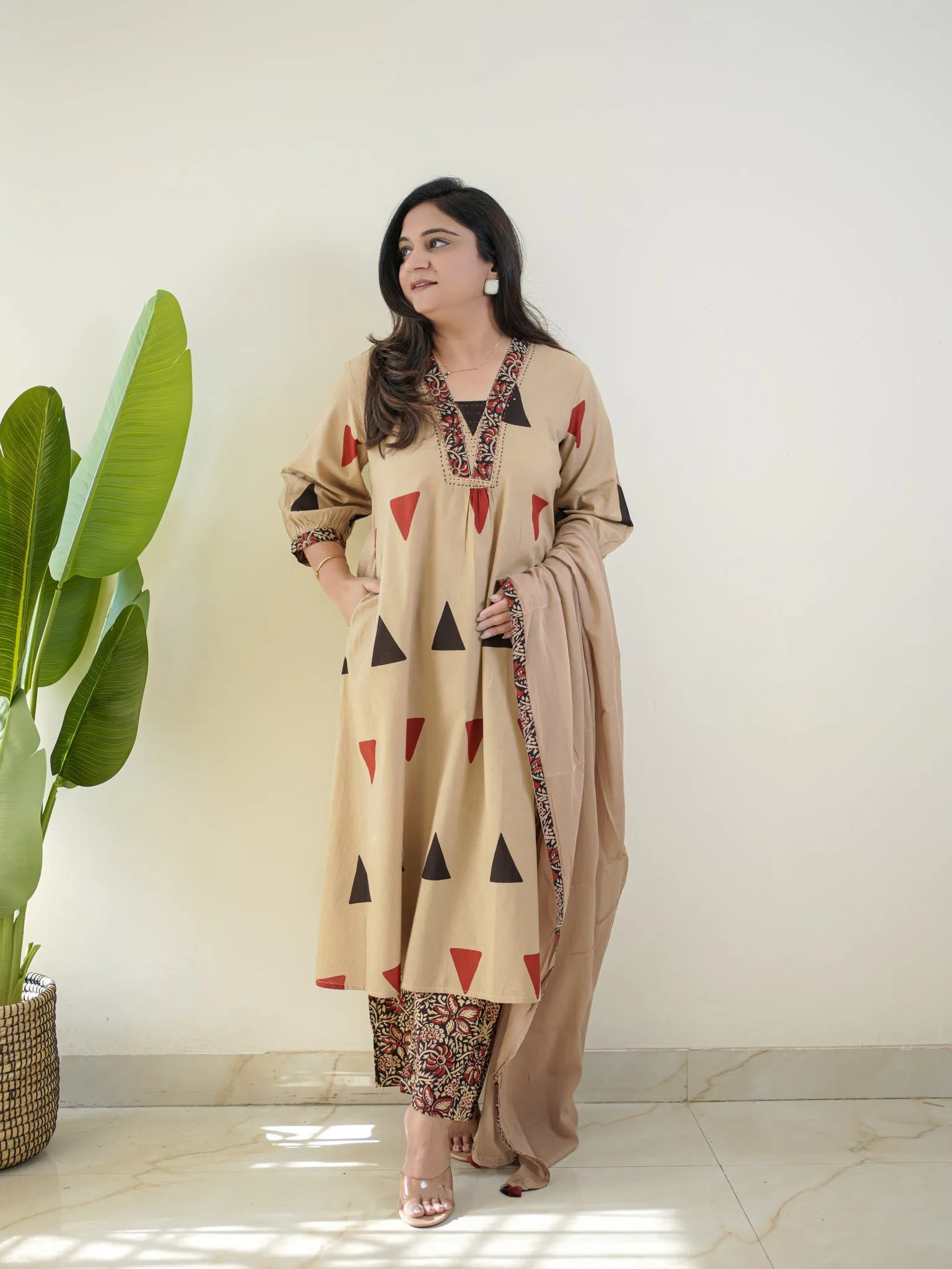 Yasu Saloni Red Cotton Ajarakh Printed Readymade Dress Wholesale Surat