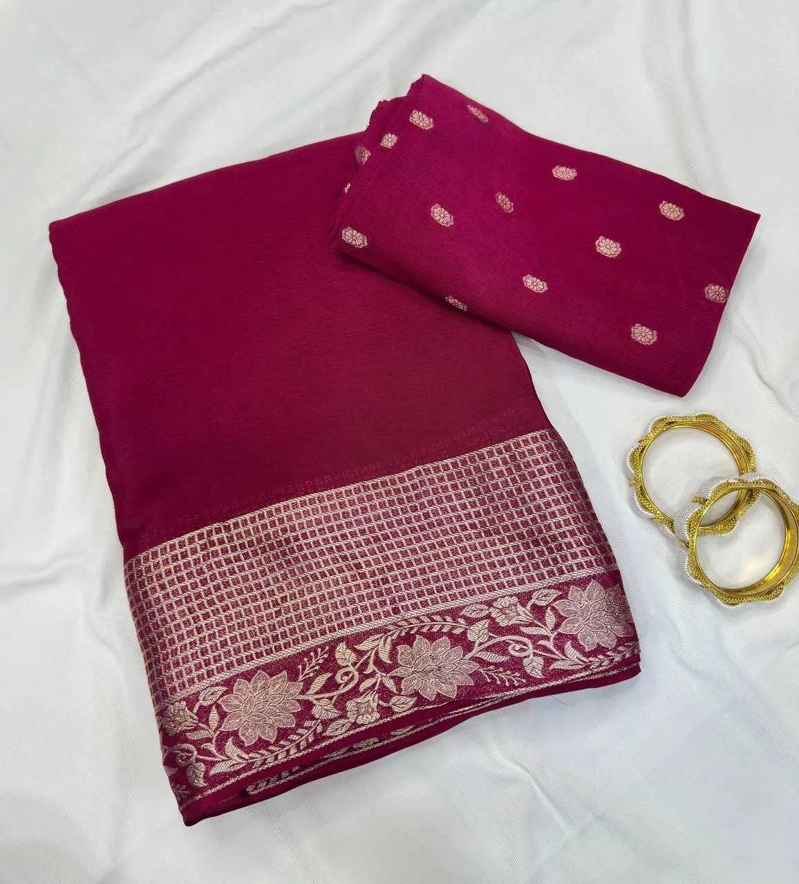 RGS Viscose Chinon jacquard Work Saree Wholesale Surat
