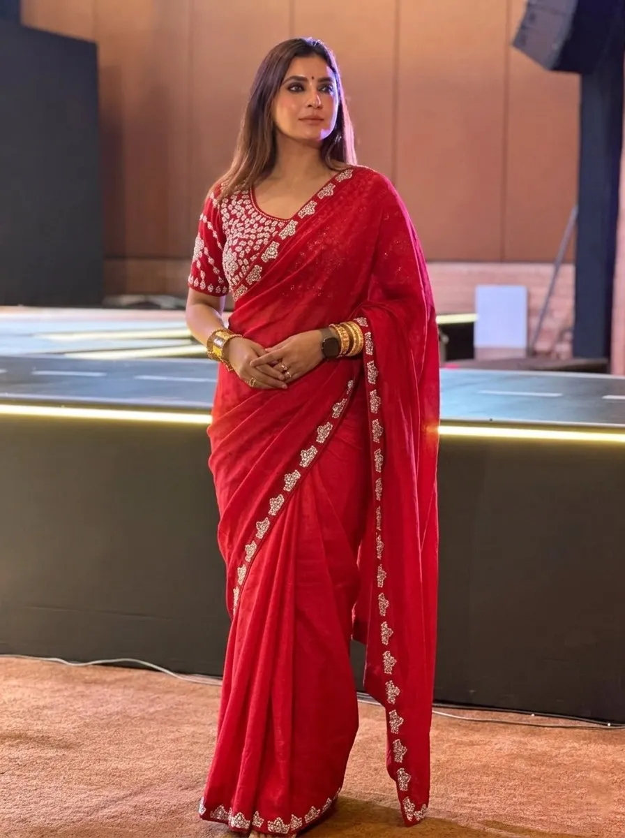 Kiara Marvel2 Fendy Satin Silk Embroidery Wedding Saree Wholesale Surat
