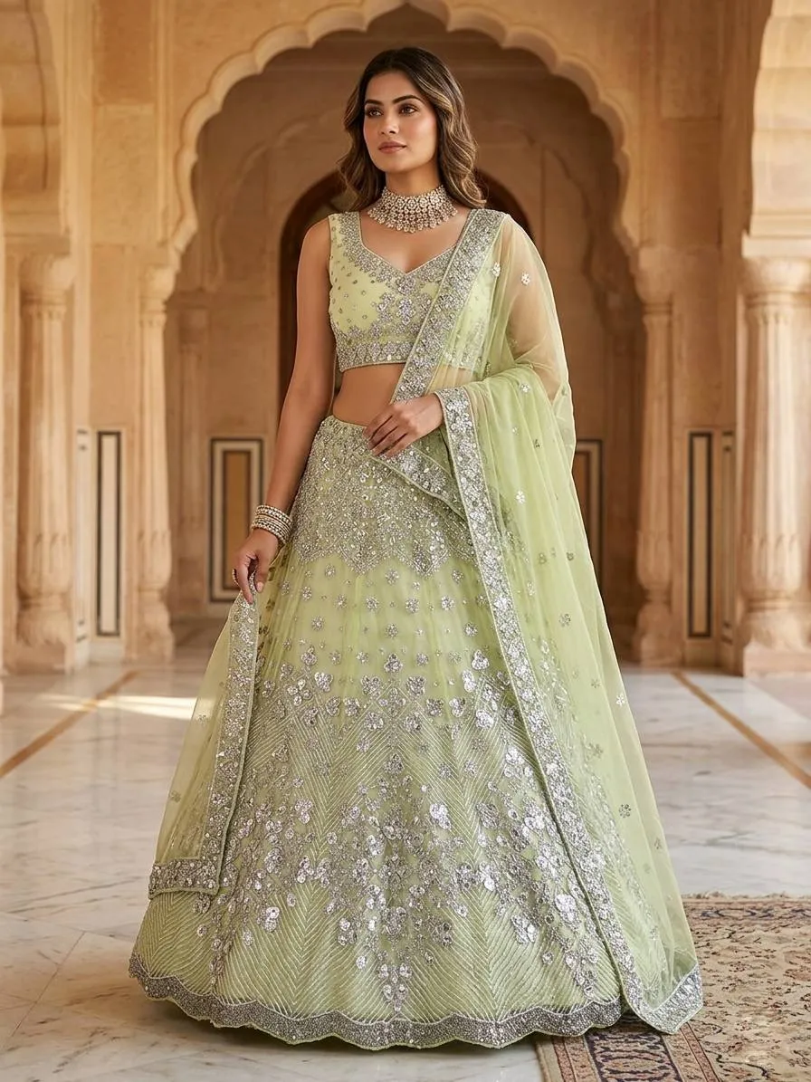 SBD 1644 Butterfly Net Mirror Work Party Wear Lehenga Choli Wholesale Surat