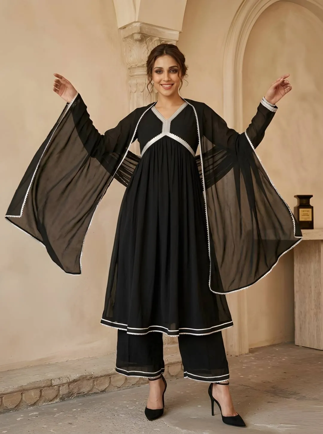 Shiv 375 Georgette Black Anarkali Gown Wholesale Online Surat