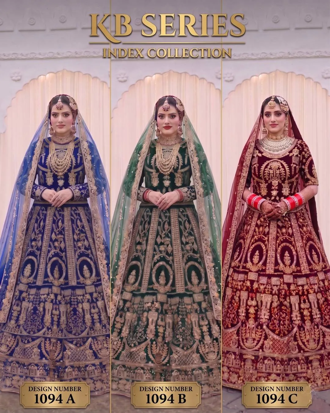 Kb 1094 Velvet Embroidery Wedding & Bridal Wear Lehenga Choli Wholesale Surat