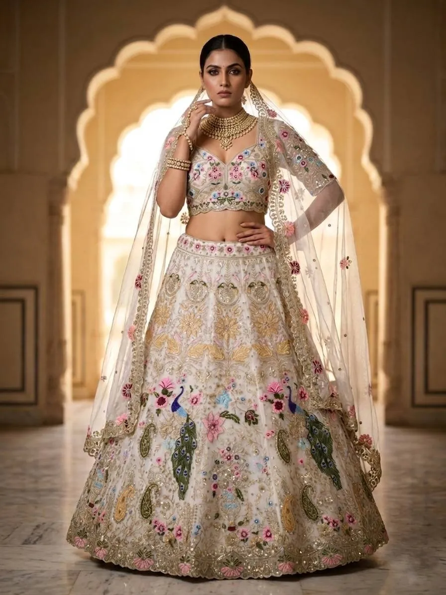 SBD 1703 Organza Silk Embroidery Wedding & Bridal Wear Lehenga Choli Wholesale Surat