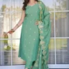 FFD Tesla Embroidery Kurti Pant Dupatta Set Wholesale Surat
