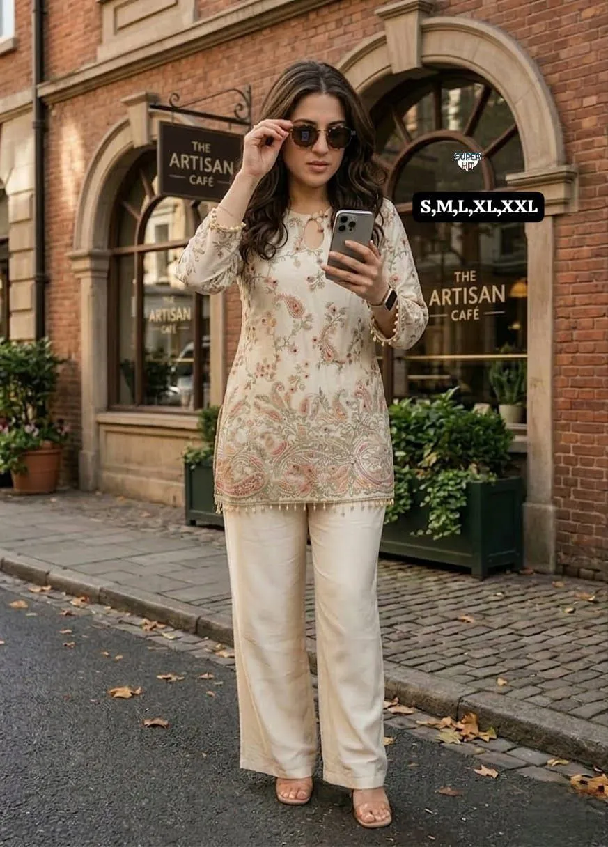 Laxmy 2130 Crape Silk Embroidery Work Festival Kurti Pant Wholesale Surat