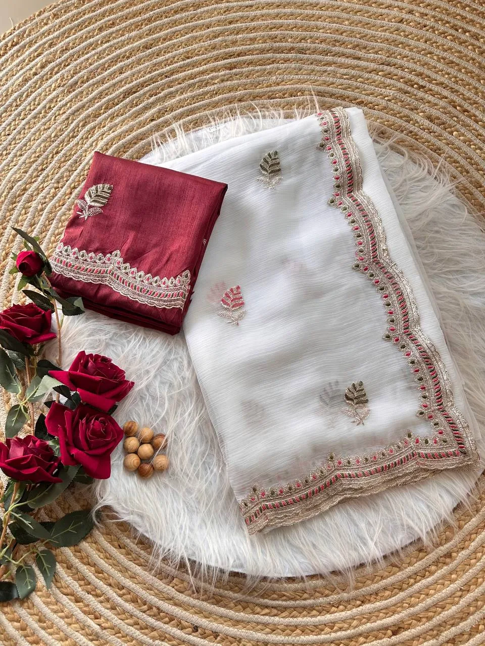 MHV Shirisha Chiffon Embroidery Work Festival Saree Wholesale Surat