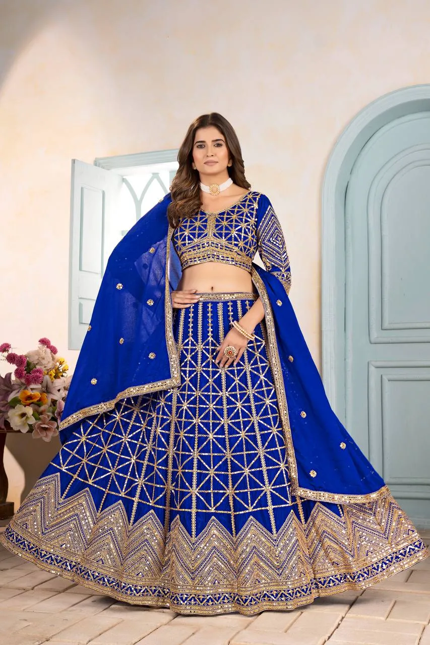 DKT 5124 Chinon Designer Sequins Embroidery Work Wedding Lehenga Choli Wholesale Surat