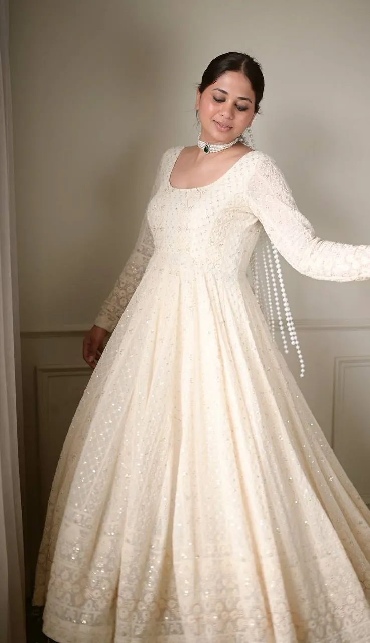 STD 6116 Georgette Sequins Work Tranding Anarkali Wedding Gown