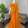 Deepika 628 Fendy Silk Sequnce Work Yellow Wedding Saree Wholesale India