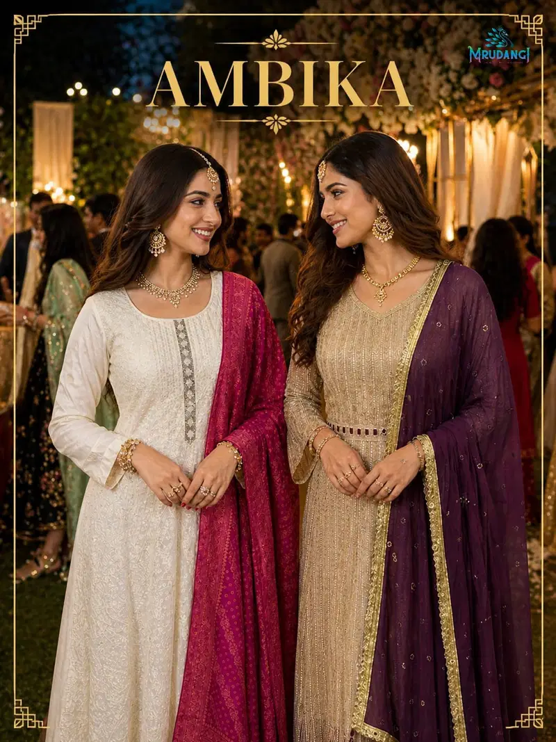 Mrudangi Ambika Georgette Chikankari Embroidered Gown Collection Wholesale